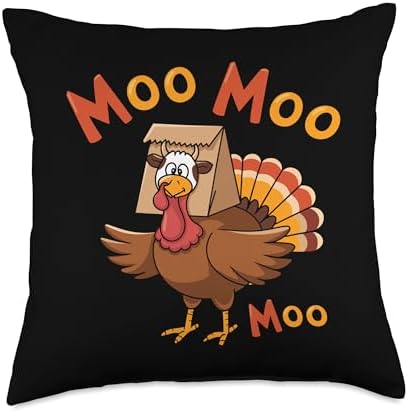Turkey Moo I'm A Cow Fake Cow Thanksgiving Throw Pillow by Unknown