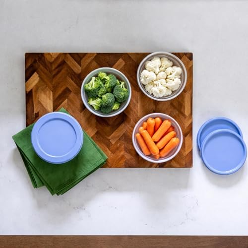 8-Piece Glass Food Storage Containers Set (4 Containers + 4 BPA-Free Lids) | 1-Cup, Leakproof | Microwave, Freezer, Oven & Dishwasher Safe | Ideal for Meal Prep & Pantry Organization, Lavender Blue