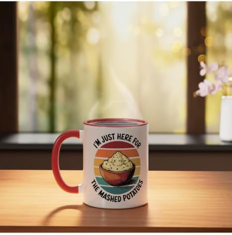 I'm Just Here For The Mashed Potatoes Ceramic Mug, Red/White, 11oz - Image 3