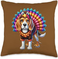 Beagle Turkey Funny Thanksgiving Animal Dog Pet Puppy Canine Throw Pillow by Unknown