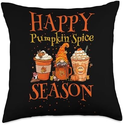 Autumn Thanksgiving Pumpkin Spice Costume Happy Pumpkin Spice Season Coffee Latte Lovers Fall Throw Pillow, 18x18, Multicolor by Unknown