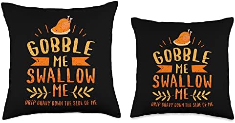 Thanksgiving Day Turkey Gobble Me Swallow Me Friendsgiving Throw Pillow - Image 3