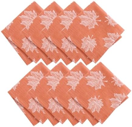 Falling Leaves Jacquard Napkins, Set of 8, Sienna - 17"W x 17"L by ElreneHomeFashions