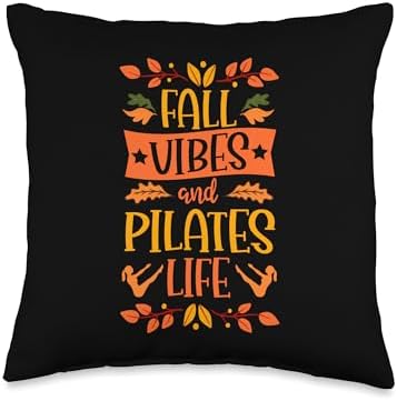 Fall Vibes and Pilates Life Thanksgiving Autumn Leaves Throw Pillow by Unknown