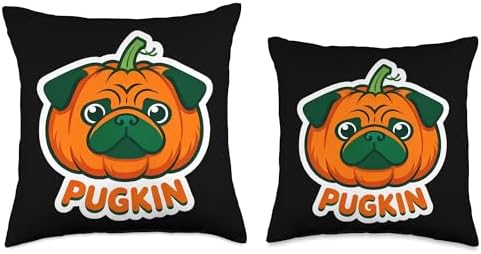 Pugkin Pug Pumpkin Thanksgiving Fall Autumn Pun Owner Joke Throw Pillow - Image 3