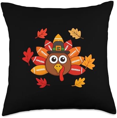 Funny Thanksgiving Football Player Autumn Fall Baby Turkey Throw Pillow by Unknown