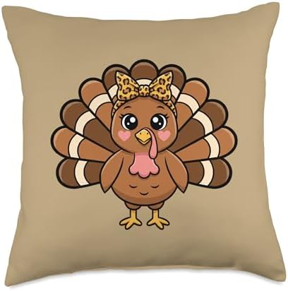 Cute Turkey Happy Thanksgiving Cartoon, Funny Turkey Day Throw Pillow by Unknown