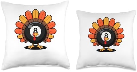 Thanksgiving Turkey Billiard Pool Player Billiards Throw Pillow - Image 3