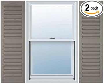 Ekena Millwork Lifetime Vinyl LL1S12X06700CL Standard Cathedral Top Center Mullion, Open Louver Vinyl Shutters, w/Installation Shutter-Lok's & Matching Screws (Per Pair), 12"W x 67"H, Clay