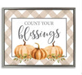 'Count Your Blessings Thankful Pumpkin Tartan'| Floating Frame Canvas Art by StupellIndustries
