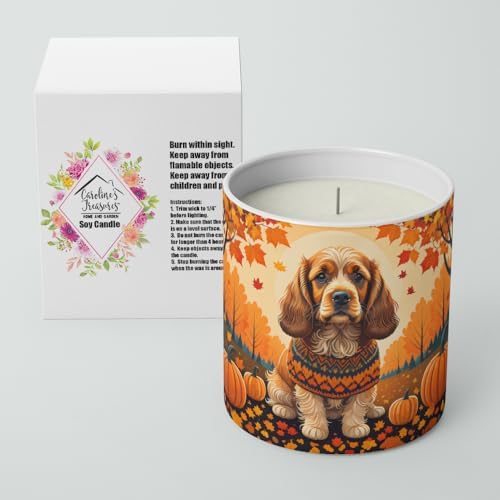 Caroline's Treasures DAC1038CDL Cocker Spaniel Fall Decorative Soy Candle Nature Soy Wax Essential Oil Home Decor Ideal for Bedroom Kitchen Bath Office Gift, 10 oz - Image 2