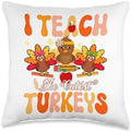 Family Happy Hallothanksmas Thanksgiving Christmas I Teach The Cutest Turkeys Teacher Thanksgiving Fall Season Throw Pillow, 16x16, Multicolor by Unknown