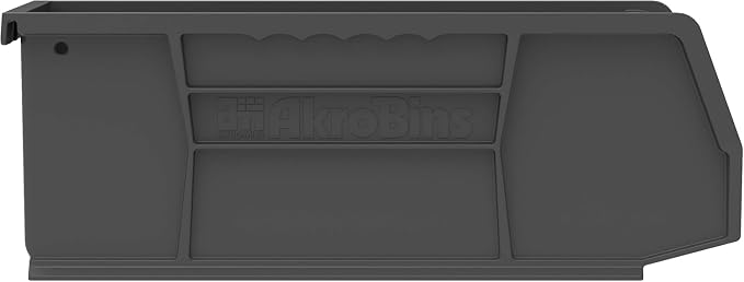 Akro-Mils 30224 AkroBins Plastic Storage Bins, 11"x 4"x 4", Black, 12-Pack | Space-Saving Stackable Bins for Garage, Pantry, Craft Organization
