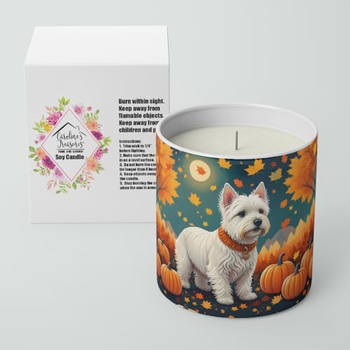Caroline's Treasures DAC1080CDL Westie Fall Decorative Soy Candle Nature Soy Wax Essential Oil Home Decor Ideal for Bedroom Kitchen Bath Office Gift, 10 oz - Image 2