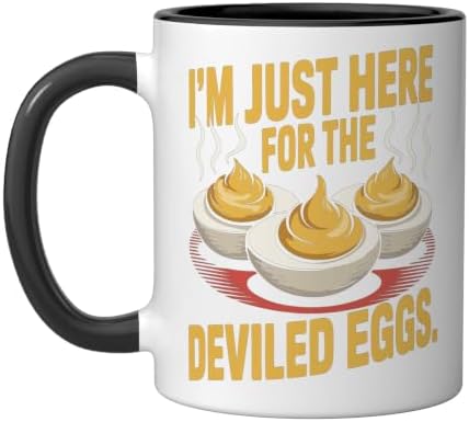 I’m Just Here for the Deviled Eggs Egg Expert Deviled Egg Ceramic Mug, Black/White, 11oz by Unknown
