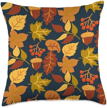 Fall Autumn Harvest Halloween Thanksgiving leaf leaves falls Throw Pillow by Unknown