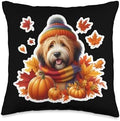 Autumn Fall Briard Dog Owner Thanksgiving Mom Dad Pumpkin Throw Pillow by Unknown