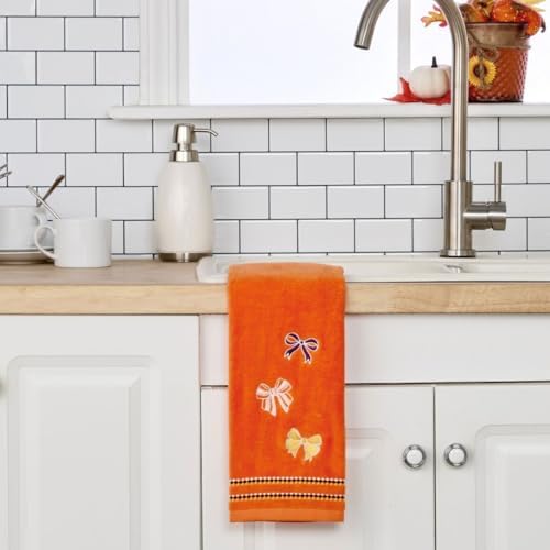 SKL Home Fall/Thanksgiving Tossed Autumn Bows Hand Towel Set-2pc, Orange - Image 3