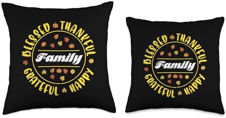 Thanksgiving Family Blessed Grateful Fall Women Men Kids Throw Pillow - Image 3
