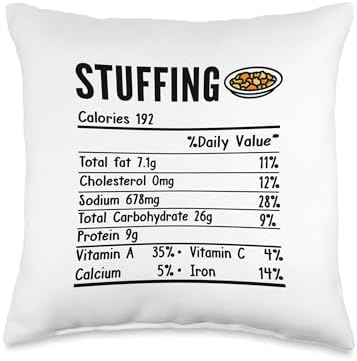 Stuffing Nutrition Facts Thanksgiving Food Family Matching Throw Pillow by Unknown