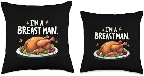 I'm a Breast Man Turkey Funny Thanksgiving Dinner For Dad Throw Pillow - Image 3