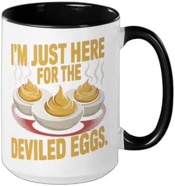 I’m Just Here for the Deviled Eggs Egg Expert Deviled Egg Ceramic Mug, Black/White, 15oz - Image 2