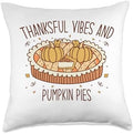 Thankful Vibes And Pumpkin Pies Retro Thanksgiving Women Throw Pillow, 18x18, Multicolor by Unknown