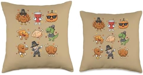 Mythical & Prehistoric Thanksgiving Dinosaur Pilgrim Turkey Throw Pillow - Image 3