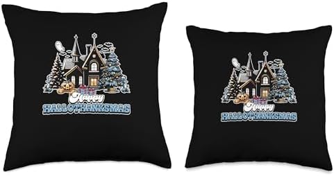 Halloween Thanksgiving Christmas HalloThanksMas House Throw Pillow - Image 3