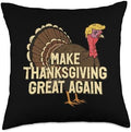 Make Thanksgiving Great Again Funny Turkey Men Women Kids Throw Pillow by Unknown