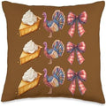 Retro Vintage Turkey Thanksgiving Bow Grateful Pumpkin Pie Throw Pillow by Unknown