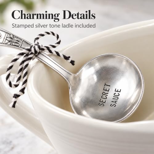 Mud Pie Circa Gravy Boat with Ladle, Awesome Sauce Ceramic Gravy Boat Set - Image 5