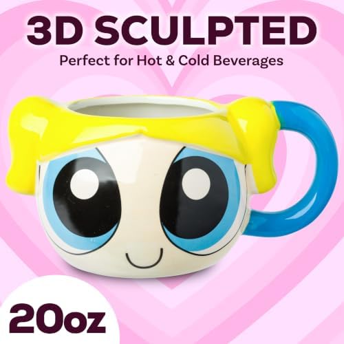Silver Buffalo Powerpuff Girls Bubbles Superhero, 3D Sculpted Mug, 20oz