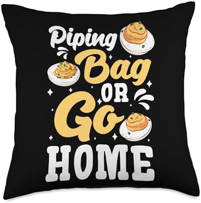 Piping Bag Or Go Home Deviled Egg Thanksgiving Throw Pillow by Unknown