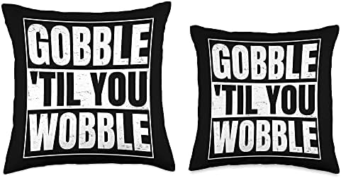 Funny Thanksgiving Turkey Gobble Till You Wobble Design Throw Pillow - Image 3