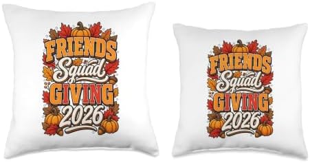 Friends Squad Giving 2026 Autumn Thanksgiving Crew Humor Throw Pillow - Image 3