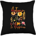 Autumn Is Happiness Fall Vibes Autumn Thanksgiving Throw Pillow by Unknown
