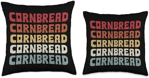Cornbread Designs Thanksgiving Food Lovers Cornbread Typeset Southern Sweet Homemade Corn Bread Recipe Throw Pillow, 18x18, Multicolor - Image 3