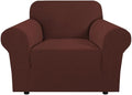 H.VERSAILTEX Stretch Chair Slipcover Sofa Cover Furniture Protector Cover High Spandex Small Checks Knitted Jacquard Sofa Cover Chair Covers for Living Room (Armchair 31"-40", Burnt Brick)