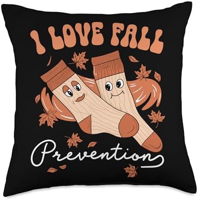 I Love Fall Prevention Socks Thanksgiving Autumn Quote Throw Pillow by Unknown
