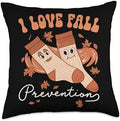 I Love Fall Prevention Socks Thanksgiving Autumn Quote Throw Pillow by Unknown