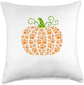 Dog Paws Pumpkin Shape Thanksgiving Dog Owner Lover Farmer Throw Pillow by Unknown