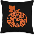 Maltipoos Cute Pumpkin Shape Halloween Thanksgiving Owner Throw Pillow by Unknown