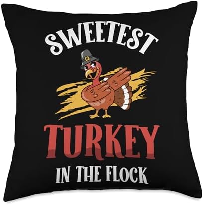 funny thanksgiving shirts by merch4life Sweetest Turkey in The Flock Toddler Kids Thanksgiving Throw Pillow, 18x18, Multicolor by Unknown