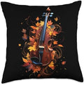 Violin Player Autumn Autumn Leaves Thanksgiving Throw Pillow by Unknown