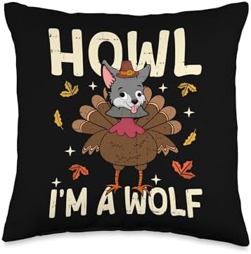 Thanksgiving Fake Wolf Thanksgiving Turkey Wolf Funny Throw Pillow by Unknown