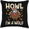 Thanksgiving Fake Wolf Thanksgiving Turkey Wolf Funny Throw Pillow by Unknown