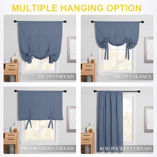 NICETOWN Fashion Thermal Insulated Blackout Curtains, Adjustable Tie Up Neutral Style Curtain for Living Room/Bedroom Window/Thanksgiving (Stone Blue, 1 Panel, W40 x L54) - Image 2