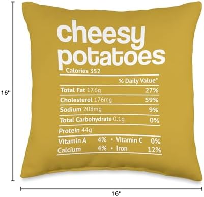 Cheesy Potatoes Nutrition Fact Funny Thanksgiving Christmas Throw Pillow - Image 4