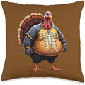 Fat Turkey Wearing Skinny Bones Costume Funny Thanksgiving Throw Pillow by Unknown
